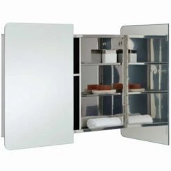 RAK Ceramics Duo Stainless Steel Double Cabinet With Mirrored Doors - 12SL380 -Bliss Bath Shop 12sl380 2 1