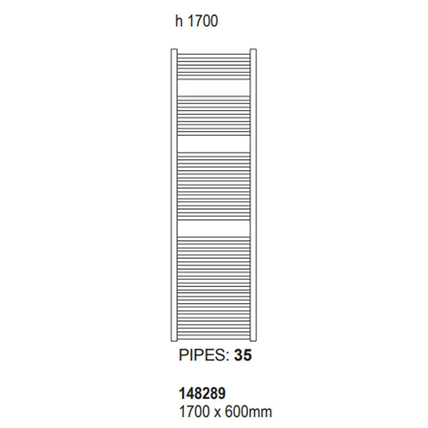 Essential Straight Towel Warmer Anthracite 1703mm X 600mm - 148289 4 Essential Straight Towel Warmer Anthracite 1703mm X 600mm - 148289 - Image 2