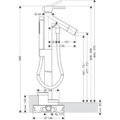 AXOR Starck Floor Standing Bath Mixer Tap With Pin Handle - Brushed Nickel - 10456820 5 AXOR Starck Floor Standing Bath Mixer Tap With Pin Handle - Brushed Nickel - 10456820 -Bliss Bath Shop 1 0 10456820 1