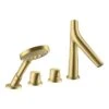 Axor Starck Organic 4-Hole Thermostatic Bath Mixer - Brushed Brass - 12425950 -Bliss Bath Shop 1 2 12425950