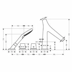 Axor Starck Organic 4-Hole Thermostatic Bath Mixer - Brushed Brass - 12425950 -Bliss Bath Shop 1 2 12425950 1