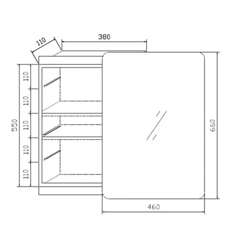 RAK Ceramics Slide Stainless Steel Single Cabinet With Sliding Mirrored Door - 12SL366C1 4 RAK Ceramics Slide Stainless Steel Single Cabinet With Sliding Mirrored Door - 12SL366C1 - Image 2