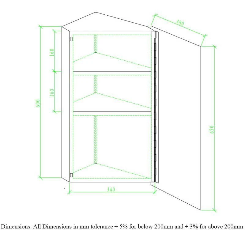 RAK Ceramics Riva Stainless Steel Single Corner Cabinet With Mirrored Door - 12SL704HP 4 RAK Ceramics Riva Stainless Steel Single Corner Cabinet With Mirrored Door - 12SL704HP - Image 2