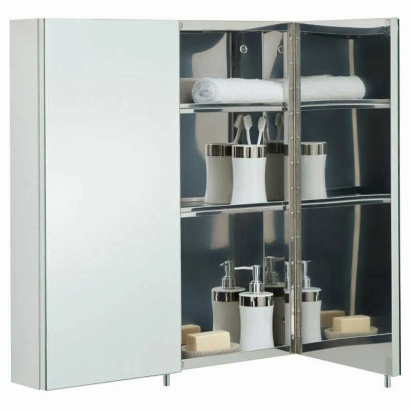 RAK Ceramics Delta Stainless Steel Double Cabinet With Mirrored Doors - 12SL801 4 RAK Ceramics Delta Stainless Steel Double Cabinet With Mirrored Doors - 12SL801 - Image 2