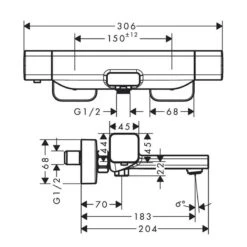 Hansgrohe Ecostat E Thermostatic Exposed Bath Shower Mixer - Chrome - 15774000 -Bliss Bath Shop 1 5 15774000 4