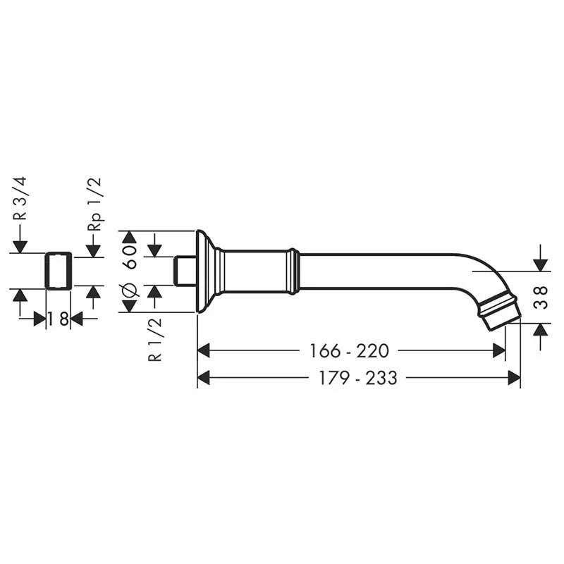 Axor Montreux Bath Spout - Stainless Steel Optic - 16541800 4 Axor Montreux Bath Spout - Stainless Steel Optic - 16541800 - Image 2