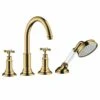 Axor Montreux 4-Hole Bath/Shower Mixer Rim-Mounted With Cross Handles - Polished Gold Optic - 16546990 -Bliss Bath Shop 1 6 16546990