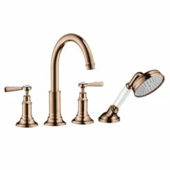 Axor Montreux 4-Hole Bath/Shower Mixer Rim-Mounted With Lever Handles - Polished Red Gold - 16550300