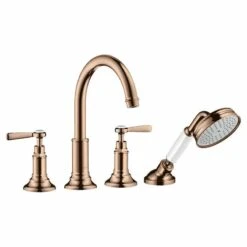 Axor Montreux 4-Hole Bath/Shower Mixer Tile Mounted With Lever Handles - Polished Red Gold - 16554300