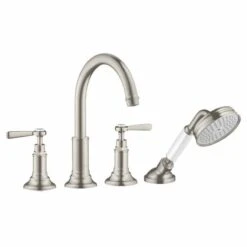 Axor Montreux 4-Hole Bath/Shower Mixer Tile Mounted With Lever Handles - Stainless Steel Optic - 16554800