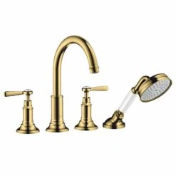 Axor Montreux 4-Hole Bath/Shower Mixer Tile Mounted With Lever Handles - Polished Gold Optic - 16554990