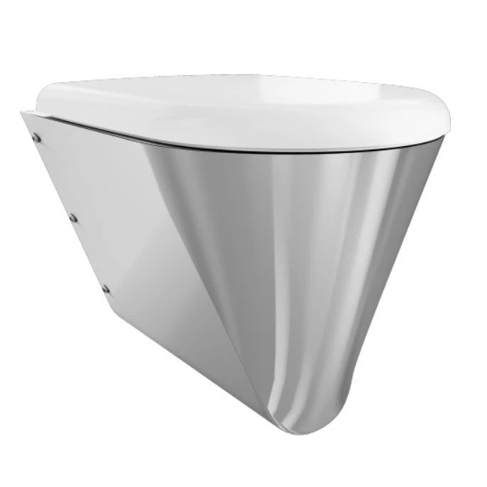 KWC DVS Campus Wall Mounted WC For Installation Frames With White Seat & Lid CMPX592W - Stainless Steel - 205.0000.005 3 KWC DVS Campus Wall Mounted WC For Installation Frames With White Seat & Lid CMPX592W - Stainless Steel - 205.0000.005