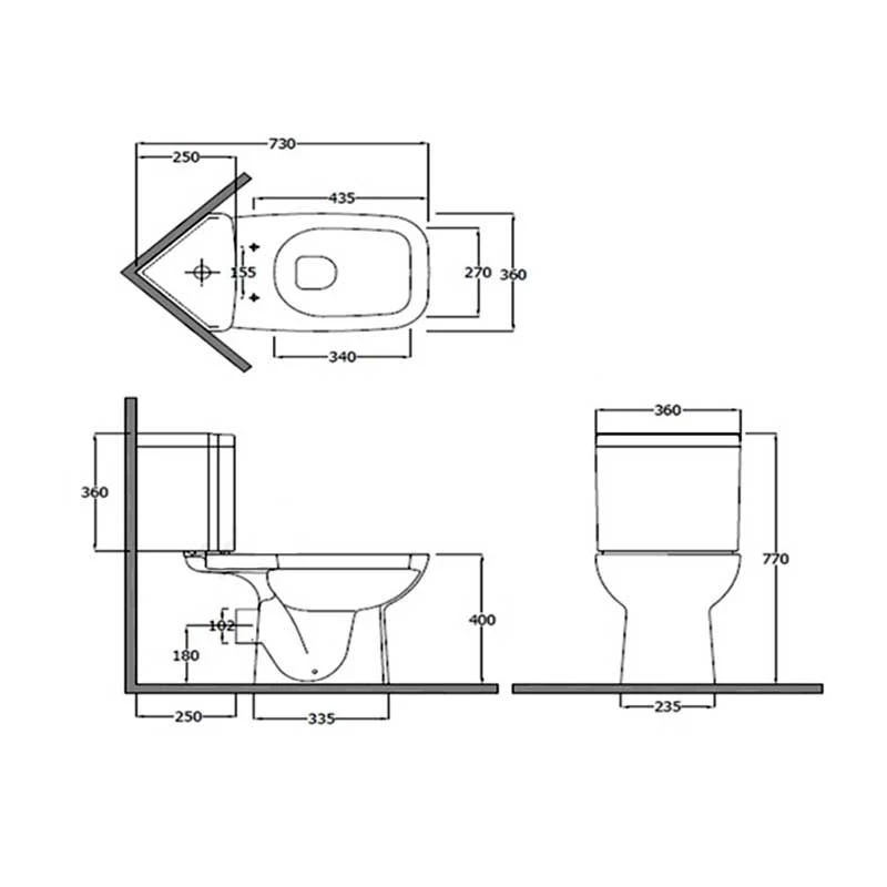 Essential VIOLET Corner Close Coupled Pan + Cistern + Seat Pack Soft Close Seat - EC6009 4 Essential VIOLET Corner Close Coupled Pan + Cistern + Seat Pack Soft Close Seat - EC6009 - Image 2