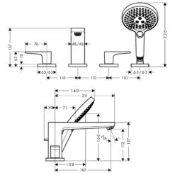 Hansgrohe Metropol 4-Hole Rim-Mounted Bath Mixer Tap With Lever Handle - Chrome - 32553000 10 Hansgrohe Metropol 4-Hole Rim-Mounted Bath Mixer Tap With Lever Handle - Chrome - 32553000 -Bliss Bath Shop 32553000 hansgrohe metropol267941