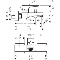 Hansgrohe Metropol Single Lever Bath & Shower Mixer Tap For Exposed Installation With Lever Handle Matt Black - 32540670 -Bliss Bath Shop 3 2 32540670 1