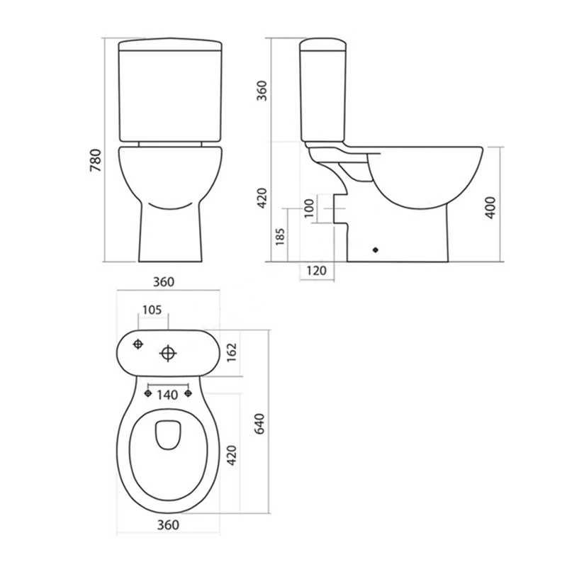 Essential OCEAN Close Coupled Pan + Cistern + Seat Pack - EC001 5 Essential OCEAN Close Coupled Pan + Cistern + Seat Pack - EC001 - Image 3