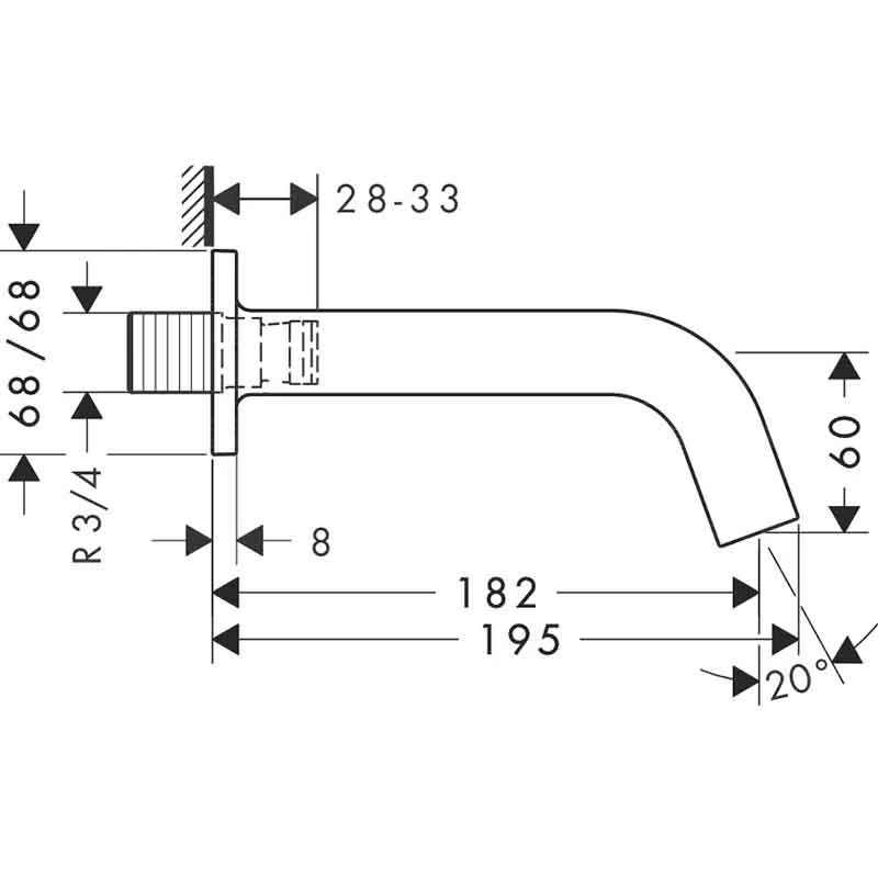 Axor Citterio M Bath Spout 182mm - Polished Gold Optic - 34410990 4 Axor Citterio M Bath Spout 182mm - Polished Gold Optic - 34410990 - Image 2
