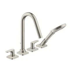 AXOR Citterio M 4TH Bath/Shower Mixer Tile Mounted With Lever Handles & Escutcheons - Stainless Steel Optic - 34454800