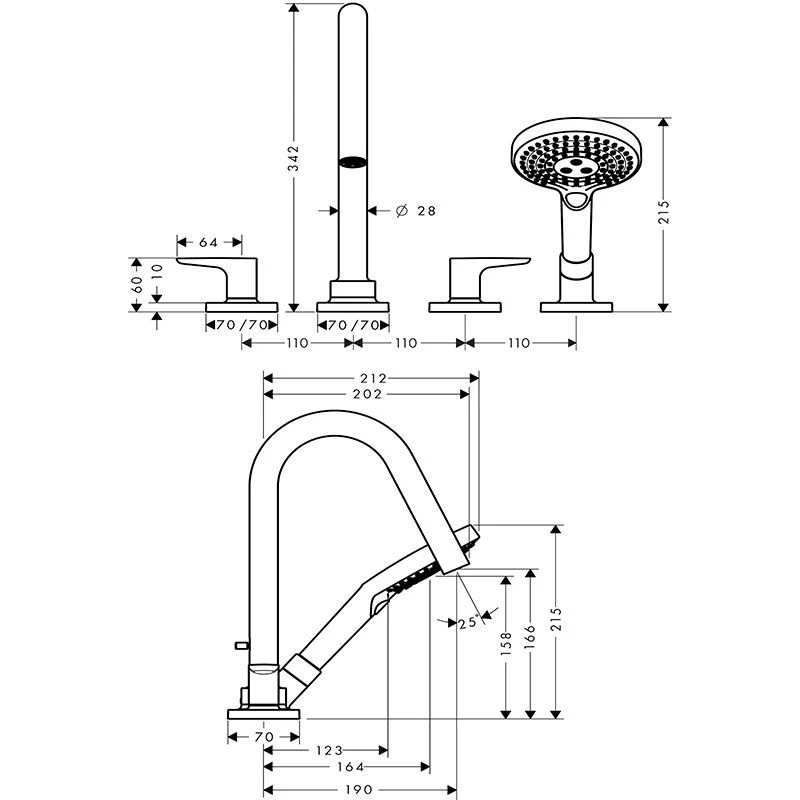 AXOR Citterio M 4TH Bath/Shower Mixer Tile Mounted With Lever Handles & Escutcheons - Brushed Brass - 34454950 4 AXOR Citterio M 4TH Bath/Shower Mixer Tile Mounted With Lever Handles & Escutcheons - Brushed Brass - 34454950 - Image 2