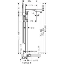Axor Citterio E Freestanding Thermostatic Bath Mixer - Brushed Black Chrome - 36416340 5 Axor Citterio E Freestanding Thermostatic Bath Mixer - Brushed Black Chrome - 36416340 -Bliss Bath Shop 3 6 36416340 1