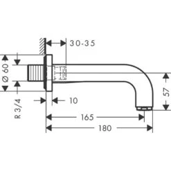 Axor Citterio Bath Spout 165mm - Brushed Nickel - 39410820 -Bliss Bath Shop 3 9 39410820 1