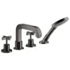Axor Citterio 4H Bath Mixer Rim Mounted With Cross Handles & Escutcheons - Polished Black Chrome - 39445330