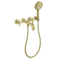 Axor Citterio 3-Hole Wall-Mounted Bath Mixer With Cross Handles & Escutcheons - Brushed Brass - 39447950