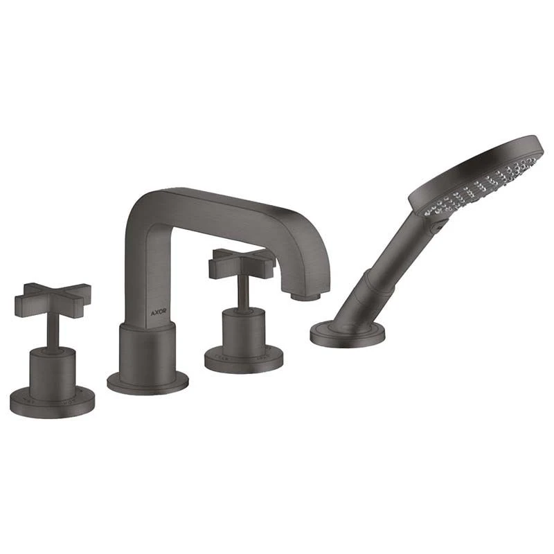 Axor Citterio 4H Bath Mixer Tile Mounted With Cross Handles & Escutcheons - Brushed Black Chrome - 39453340 3 Axor Citterio 4H Bath Mixer Tile Mounted With Cross Handles & Escutcheons - Brushed Black Chrome - 39453340