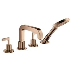 Axor Citterio 4H Bath Mixer Tile Mounted With Lever Handles & Escutcheons - Polished Red Gold - 39454300
