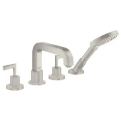 Axor Citterio 4H Bath Mixer Tile Mounted With Lever Handles & Escutcheons - Stainless Steel Optic - 39454800