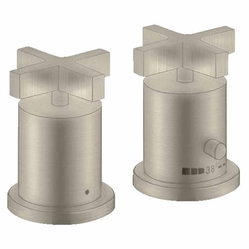 Axor Citterio 2H Thermostatic Bath Mixer Rim Mounted With Cross Handles - Brushed Nickel - 39480820 3 Axor Citterio 2H Thermostatic Bath Mixer Rim Mounted With Cross Handles - Brushed Nickel - 39480820