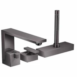 Axor Edge 3-Hole Rim Mounted Bath Mixer - Diamond Cut - Polished Black Chrome - 46431330 -Bliss Bath Shop 46431330 1