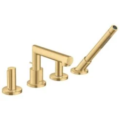 Axor Uno 4-Hole Rim-Mounted Bath/Shower Mixer With Zero Handles - Brushed Gold Optic - 45444250