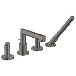 Axor Uno 4-Hole Rim-Mounted Bath/Shower Mixer With Zero Handles - Brushed Black Chrome - 45444340