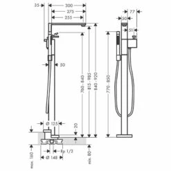 Axor Edge Floorstanding Single Lever Bath Mixer - Chrome - 46440000