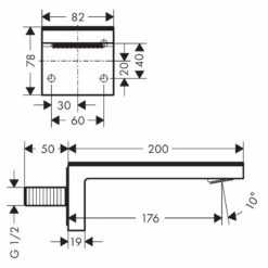 Axor MyEdition Bath Spout Without Plate - Brushed Gold Optic - 47412250 -Bliss Bath Shop 4 7 47412250 dimensions