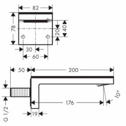 Axor MyEdition Bath Spout Without Plate - Brushed Nickel - 47412820 -Bliss Bath Shop 4 7 47412820 dimensions
