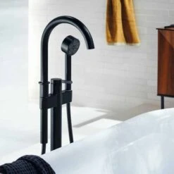 Axor One Single Lever Bath Mixer Floor-Standing - Matt Black - 48440670 -Bliss Bath Shop 4 8 48440670 lifestyle1
