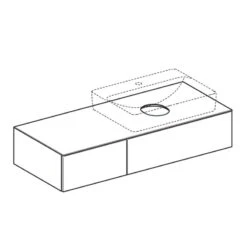 Geberit Variform 1200mm Cabinet For Lay-On Washbasin 2 Drawers Shelf Surface & Trap - Dark Hickory - 501.174.00.1 -Bliss Bath Shop 5 0 501.174.00.1 line