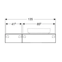 Geberit Variform 1350mm Cabinet For Lay-On Washbasin 2 Drawers Shelf Surface & Trap - Lava - 501.178.00.1 -Bliss Bath Shop 5 0 501.178.00.1 dimensions