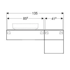 Geberit Variform 1350mm Cabinet For Lay-On Washbasin 3 Drawers Shelf Surface & Trap - Dark Hickory - 501.192.00.1 -Bliss Bath Shop 5 0 501.192.00.1 dimensions