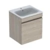 Geberit Renova Plan 550mm Slim Rim Vanity Basin & Basin Unit - Light Hickory - 501.914.00.1