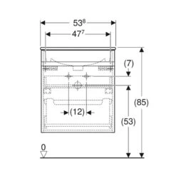 Geberit Renova Plan 550mm Slim Rim Vanity Basin & Basin Unit - Lava - 501.914.JK.1 -Bliss Bath Shop 5 0 501.914.jk .1 dimensions1