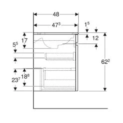 Geberit Renova Plan 550mm Slim Rim Vanity Basin & Basin Unit - Lava - 501.914.JK.1 -Bliss Bath Shop 5 0 501.914.jk .1 dimensions2