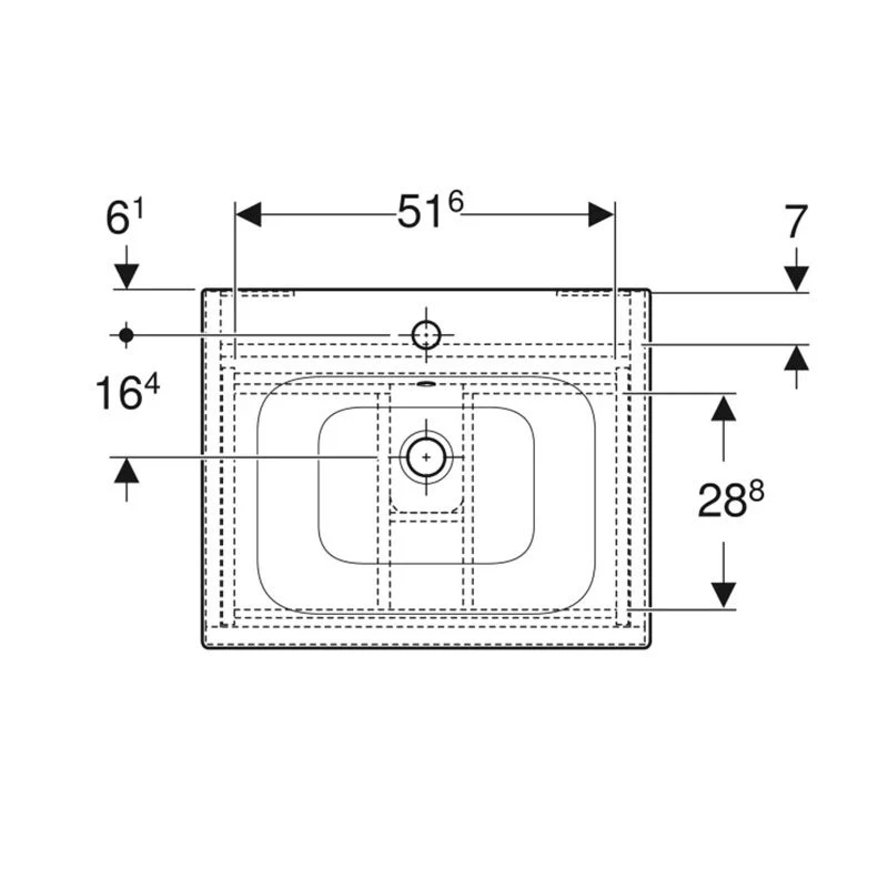 Geberit Renova Plan 600mm Slim Rim Vanity Basin & Basin Unit - White - 501.915.01.1 4 Geberit Renova Plan 600mm Slim Rim Vanity Basin & Basin Unit - White - 501.915.01.1 - Image 2