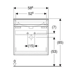 Geberit Renova Plan 600mm Slim Rim Vanity Basin & Basin Unit - Lava - 501.915.JK.1 -Bliss Bath Shop 5 0 501.915.jk .1 dimensions1