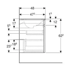 Geberit Renova Plan 800mm Slim Rim Vanity Basin & Basin Unit - Light Hickory - 501.916.00.1 -Bliss Bath Shop 5 0 501.916.00.1 dimensions2