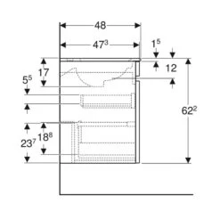 Geberit Renova Plan 800mm Slim Rim Vanity Basin & Basin Unit - White - 501.916.01.1 -Bliss Bath Shop 5 0 501.916.01.1 dimensions2