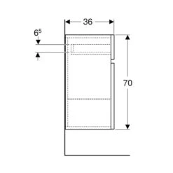 Geberit Renova Plan 70cm Low Level Bathroom Cabinet - Gloss - White - 501.921.01.1 -Bliss Bath Shop 5 0 501.921.01.1 dimensions2
