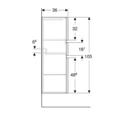 Geberit Renova Plan 105cm Medium Level Bathroom Cabinet - Textured Foil - Light Hickory - 501.922.00.1 -Bliss Bath Shop 5 0 501.922.00.1 dimensions2